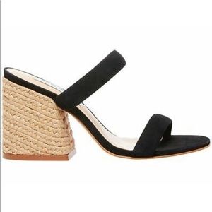 Steve Madden Marcella Black Nubuck Women's Slide Block Heel - size 9 - like new